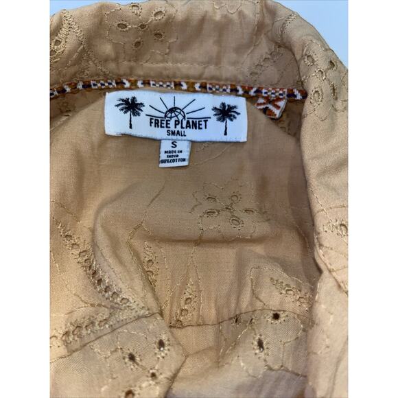 FREE PLANET Men’s Hawaiian Island Orange Sand Vented Shirt Sz SM New With Tags - Picture 3 of 7